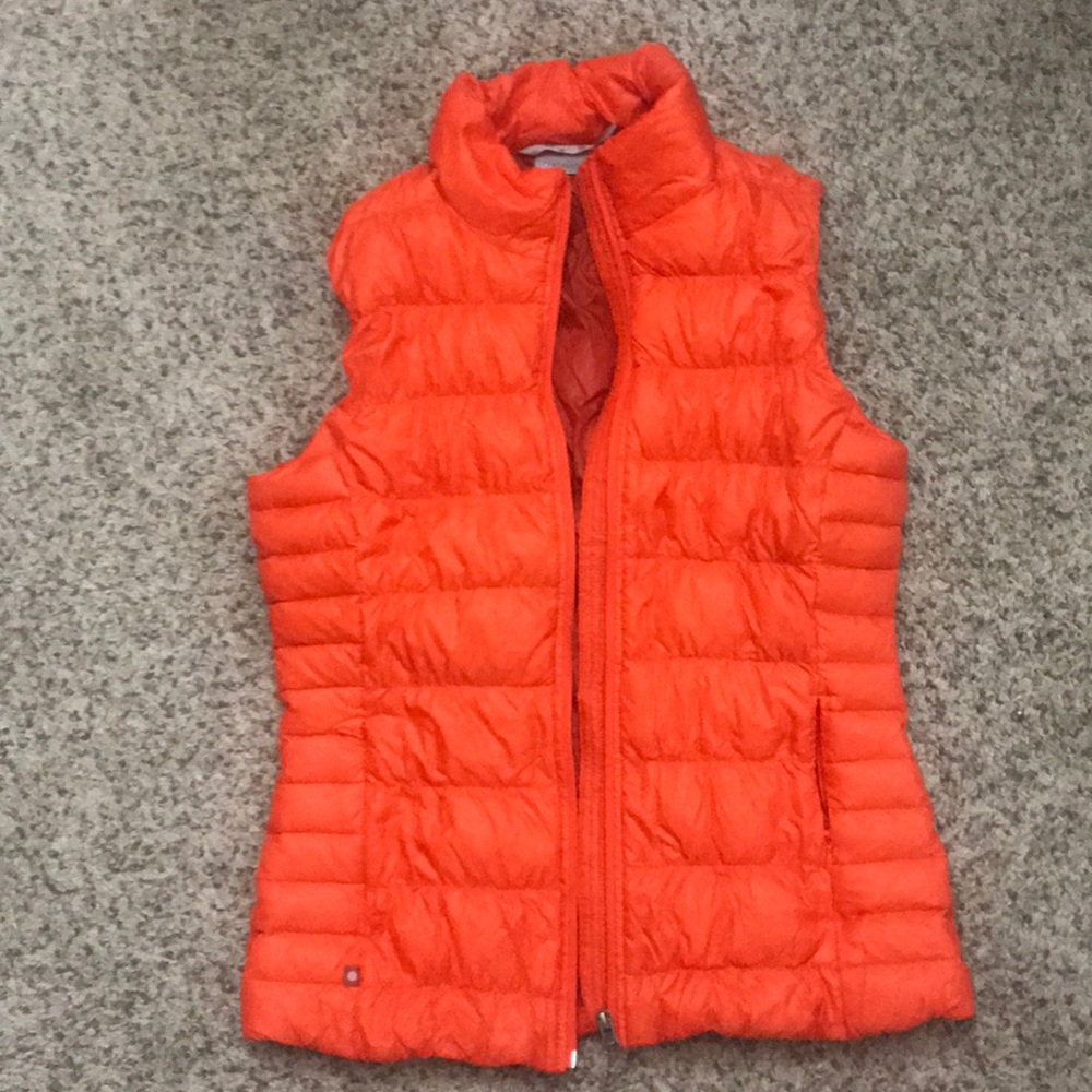 Orange goose down athleta vest